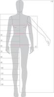 vrouwelijk lichaamssjabloon 170 cm hoogte voor technische modeschets vector
