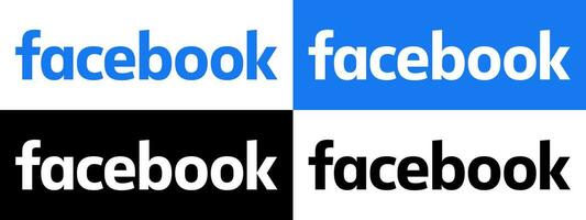 facebook tekst logo - vector reeks verzameling - zwart silhouet - laatste blauw kleur doopvont - geïsoleerd. origineel facebook naam type voor web bladzijde, mobiel app of afdrukken materialen.