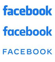 facebook tekst logo - vector reeks verzameling - laatste blauw kleur doopvont - geïsoleerd. origineel facebook naam type voor web bladzijde, mobiel app of afdrukken materialen.