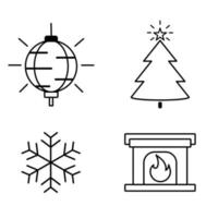 Kerstmis en Nieuwjaar iconen set, plat ontwerp. cadeau lijn pictogrammen. vector