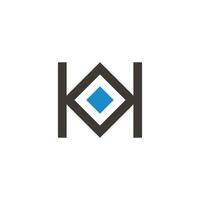 brief k h blauw diamant symbool logo vector