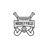 hockeyveld schild lijn logo pictogram ontwerp illustratie vector