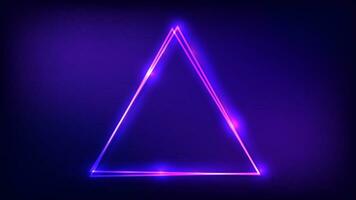 neon dubbele driehoekig kader met schijnend Effecten vector