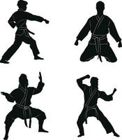 verzameling van karate vechter silhouet pictogrammen. vector illustratie reeks