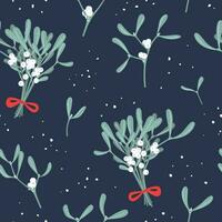 vrolijk Kerstmis en gelukkig nieuw jaar maretak naadloos patroon. feestelijk achtergrond. winter ontwerp voor omhulsel papier, textiel vector