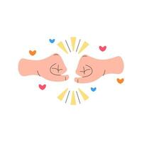 vrienden en vriendschap. hand- Holding hand, vuist stickers, clip art. vector