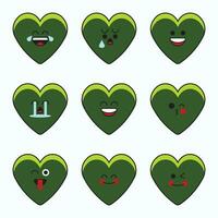 groen hart emoticons icoon reeks vector