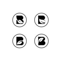 letter b met blad logo ontwerp vector set voor bedrijf zakelijke gezondheid