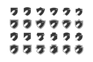schild symbool logo met spuit vector set voor medisch