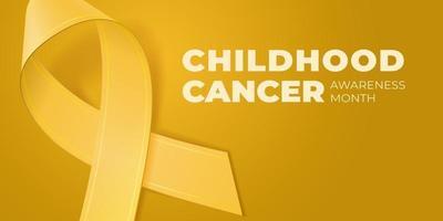 banner met geel lint. maand voor de bewustwording van kanker bij kinderen. vector