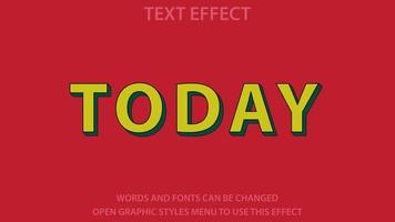 vandaag stijl gele kleur met rode achtergrond teksteffectsjabloon vector