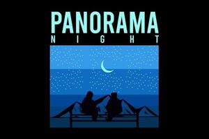 panorama nacht silhouet retro ontwerp vector