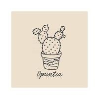 hand getekende illustratie van plant opuntia voor posters, kaarten, t-shirts. vector