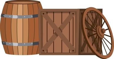 houten vat houten kist doos vector
