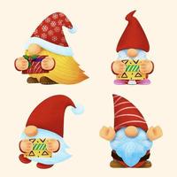 gnome kerst aquarel set.illustration vector. vector