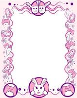 roze en paars kawaii frame met konijntjes voor gamers vector