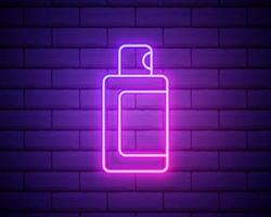 spray fles neon licht teken vector. gloeiend helder pictogram vector