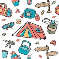 camping naadloos patroon in platte ontwerpstijl vector