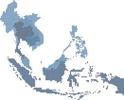 cirkel stip Zuidoost-Azië en nabijgelegen landen kaart. vector