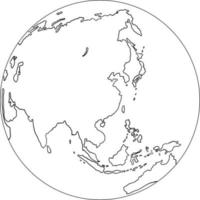 freehand globe wereldkaart schets op witte achtergrond. vector