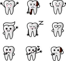 tanden tandheelkundige schattig illustratie set emoticon tand pictogram teken tanden vector