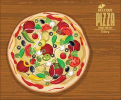 Pizza achtergrond retro ontwerp vector