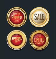 Luxe premium gouden insignes en labels vector