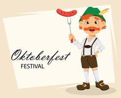 oktoberfest, bierfestival. grappige roodharige man vector