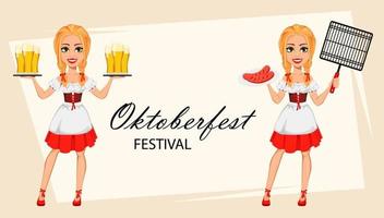 oktoberfeest. jong meisje dat Beiers kostuum draagt vector