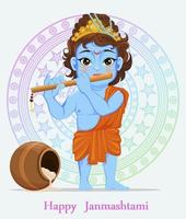 gelukkig janmashtami. geboorte van krishna vieren. vector