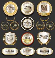 Luxe premium gouden insignes en labels vector