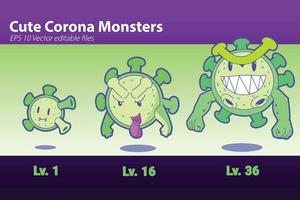 leuke virus cartoon corona monster pictogram illustratie voor sticker vector
