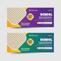 school toelating webbanner en voorblad ontwerp vector ontwerp