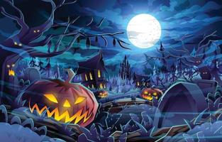 halloween donkere nacht landschap achtergrond concept vector