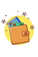 portemonnee met creditcard pictogram cartoon afbeelding vector