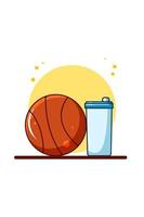 basketbal met mineraalwater cartoon afbeelding vector