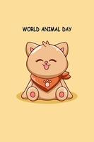 schattige kat in wereld dierendag pictogram cartoon afbeelding vector