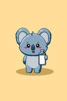 schattige en vrolijke koala met melk dier cartoon illustratie vector