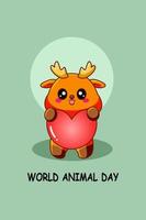 hert met hart wereld dierendag vector