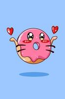 schattige donut met harten cartoon vector