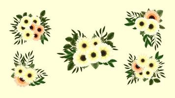boeket trossen lentebloemen collectie mooie gedetailleerde illustraties vector