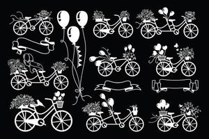 vintage fiets met bloemencollectie vector
