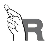 hand gebarentaal alfabet letter r vectorillustratie. vector