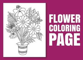 bloem kleurplaat voor volwassenen en kinderen. kleurplaat doodle. vector
