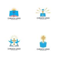 logo kerk.christelijk symbool, de bijbel en het kruis vector