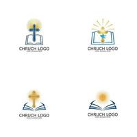 logo kerk.christelijk symbool, de bijbel en het kruis vector