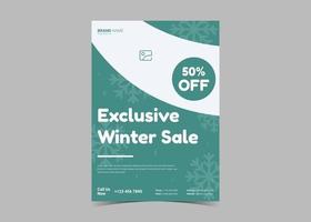 winter verkoop folder sjabloon. winter winkelen korting flyer poster vector