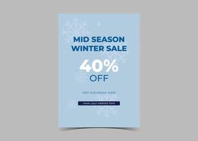 winter verkoop folder sjabloon. winter winkelen korting flyer poster vector