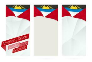 ontwerp van spandoeken, flyers, brochures met vlag van antigua en barbuda. vector