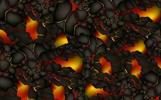 gestileerde abstract achtergrond van vulkaan magma gloed structuur in kraken gaten.vernietigd aarde oppervlakte en vloeiende lava. vector